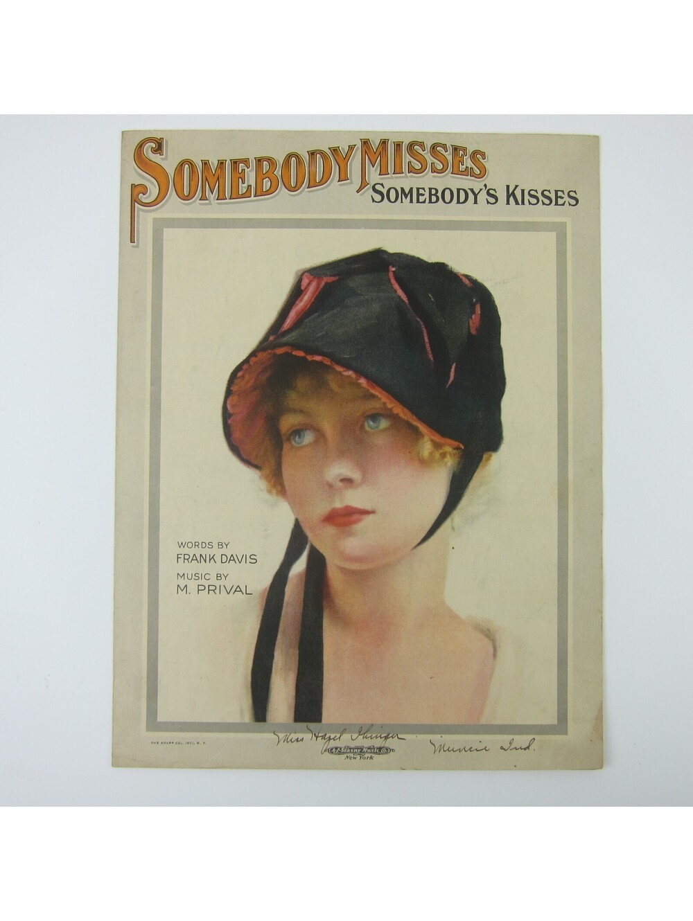 Somebody Misses Somebody's Kisses Sheet Music Frank Davis M. Prival Antique 1919